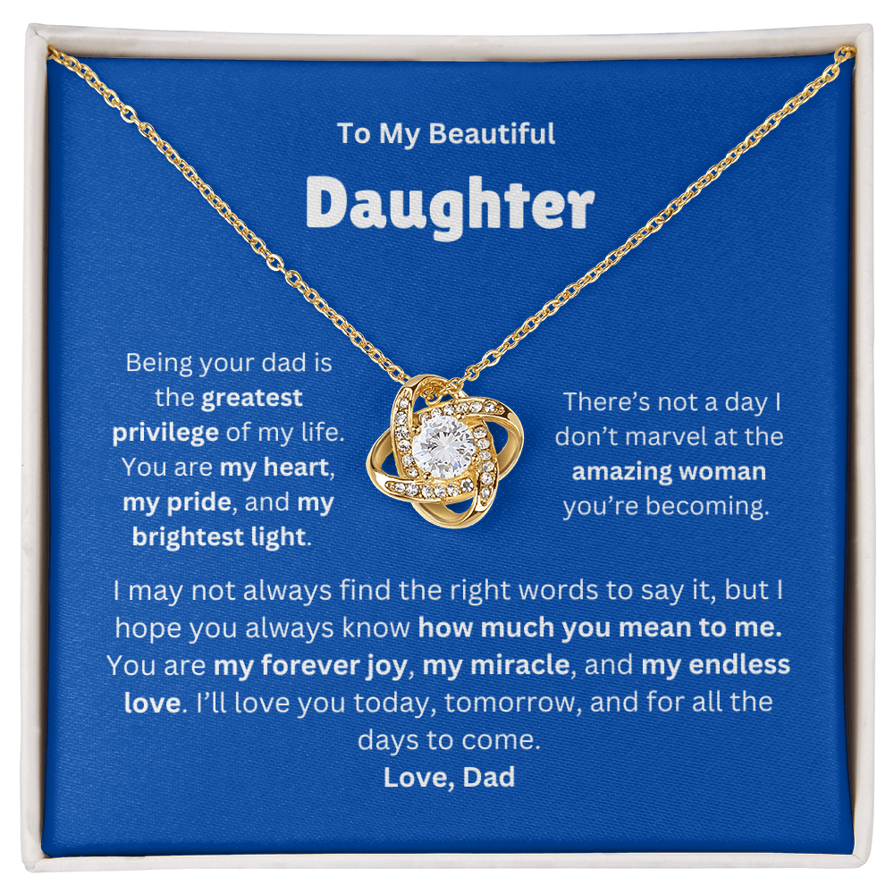 Daughter Gift From Dad, "My Brightest Light", Knot Necklace