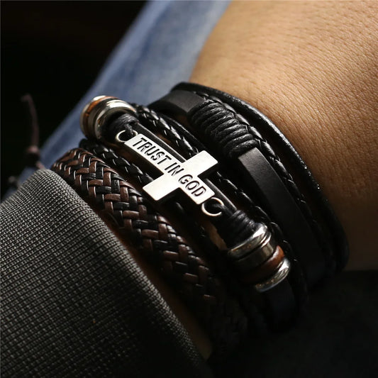 Faith & Style Leather Bracelet