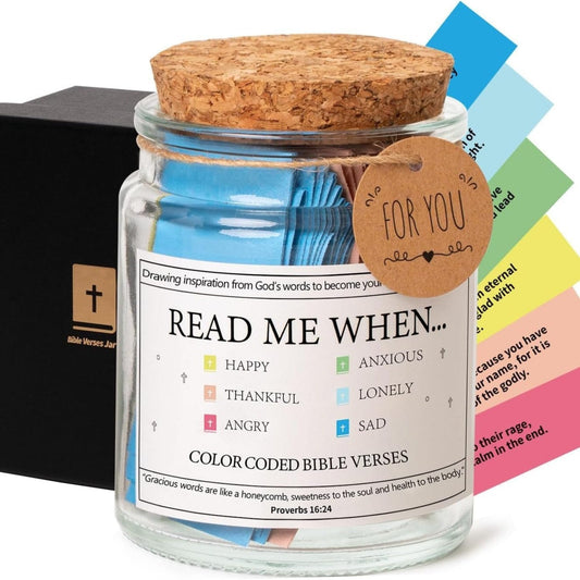 Handmade 90 Day Bible Verses Jar [Comes with Christian Gift Box]